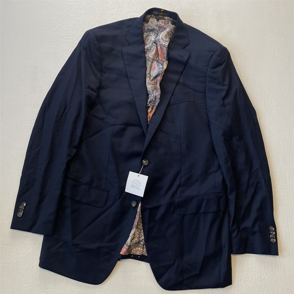 NEW Indochino Bespoke 40L Navy Blue Birdseye Wool Mens Blazer